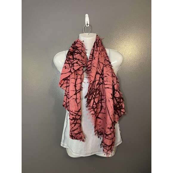 Nordstrom Accessories - Nordstrom Collection Scarf Womens One Size Pink Cashmere Silk Abstract Fringe